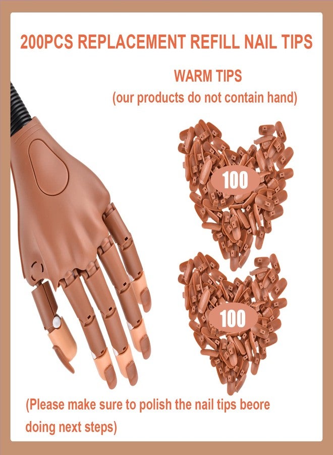 MEKK 200PCS Replacement False Nail Tips for Nail Practice Hand,Refill Nail Tips for Practice Hand & DIY Nail Art-Brown - Image 5